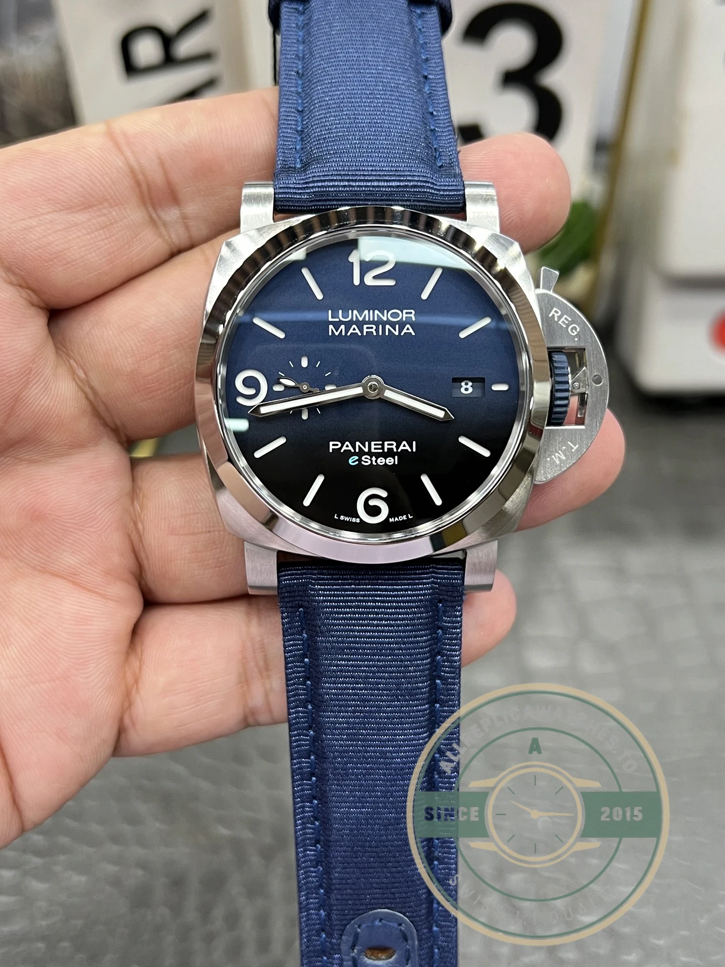 Panerai Replica Luminor replica PAM1157 blue dial Carbotech case