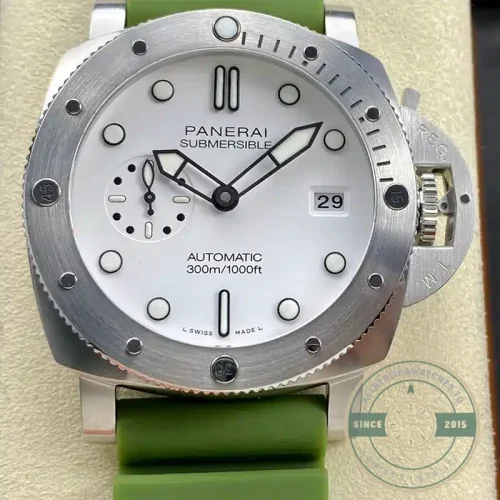 Panerai Submersible replica PAM 1226 white dial sandwich construction steel case