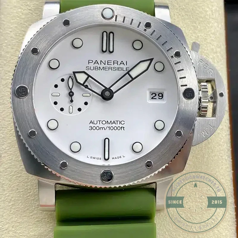 Panerai Submersible replica PAM 1226 white dial sandwich construction steel case