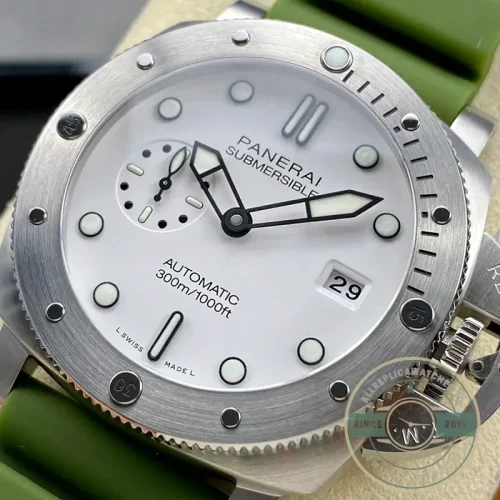 Panerai Submersible replica PAM 1226 white dial sandwich construction steel case