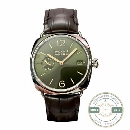 Panerai Radiomir replica PAM 1386 40mm steel case green sandwich dial