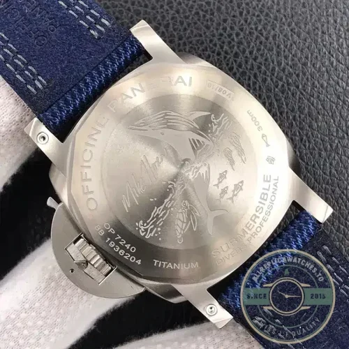 Panerai Submersible replica PAM00985 EcoTitanium black sandwich dial titanium case