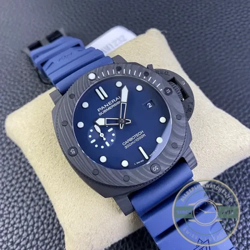 Panerai Submersible replica PAM1232 blue dial Carbotech case