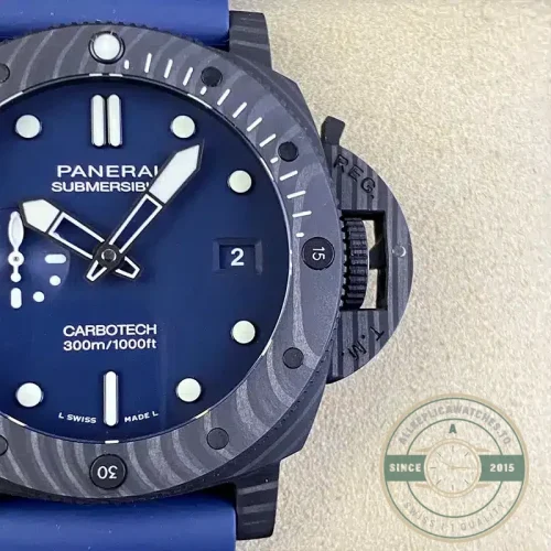 Panerai Submersible replica PAM1232 blue dial Carbotech case