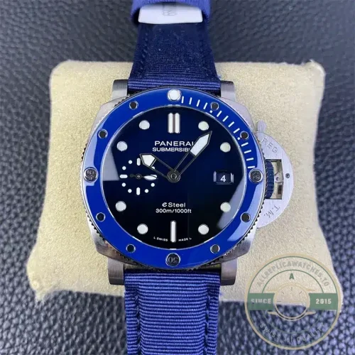 Panerai Submersible replica PAM1289 deep blue dial with steel case