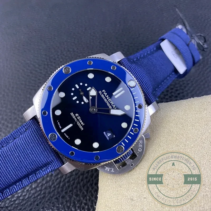Panerai Submersible replica PAM1289 deep blue dial with steel case