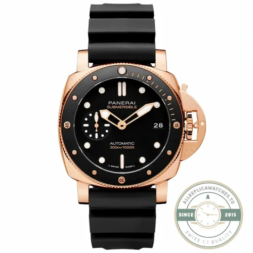 Panerai Submersible replica PAM00974 stealth black dial Goldtech case