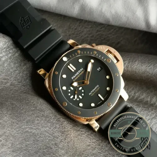Panerai Submersible replica PAM00974 stealth black dial Goldtech case