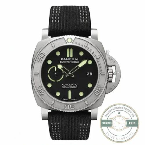 Panerai Submersible replica PAM984 black dial titanium case