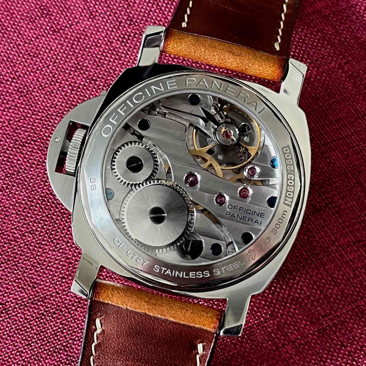 Panerai Luminor caseback open showing movement